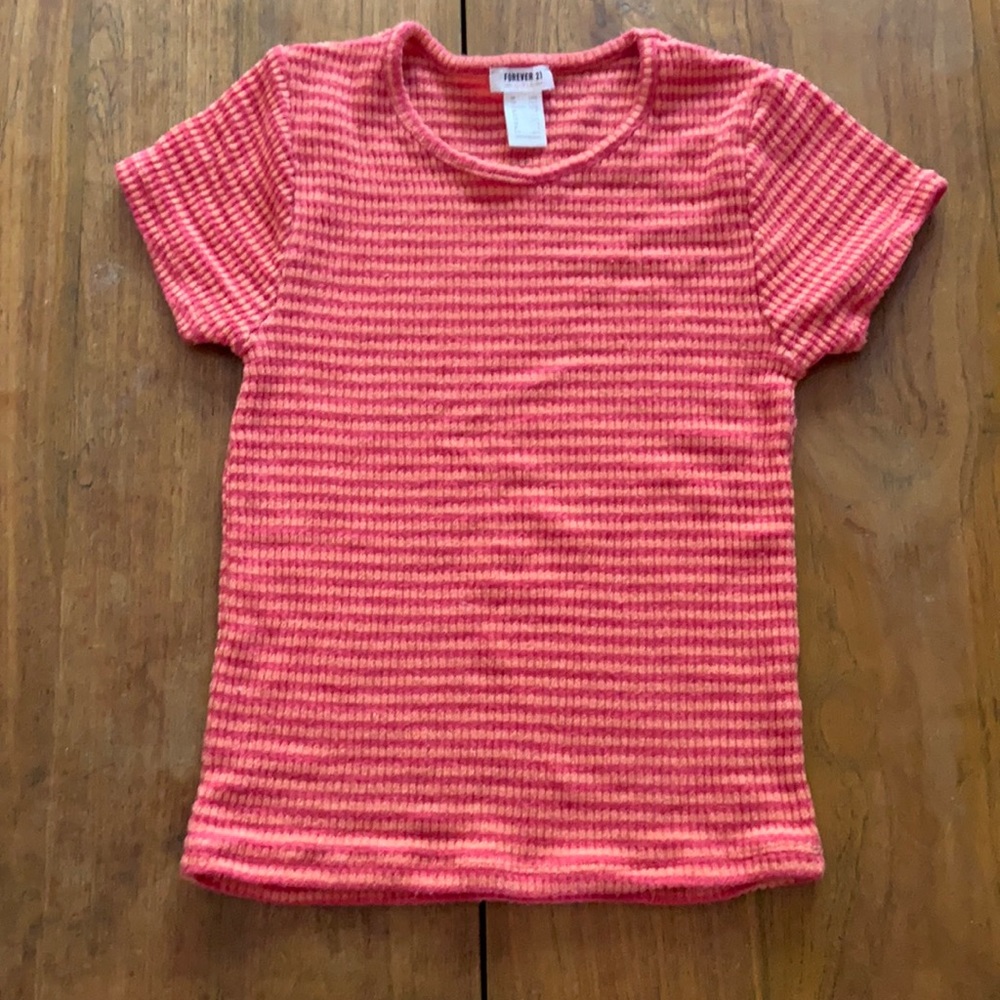 Forever 21 Girls Orange Striped Shirt Size 11/12